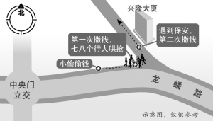 小偷被追赶当街撒钱 路人纷纷捡钱