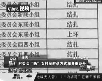 村委公示村民避孕方式 计生局：为了方便监督