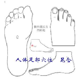 人体足部穴位图 昆仑