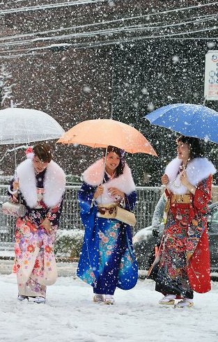 日本成人节少女漫步组图