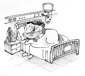 丈夫住院妻子陪床 病房成洞房