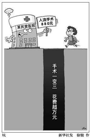 宁夏一民营医院坑骗患者 百元人流手术花费万余元