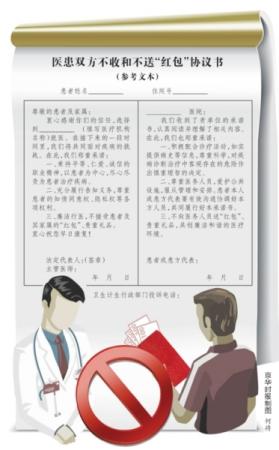 二级以上医院医患须签拒红包协议 今年5月起实施