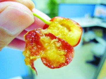 樱桃中吃出蛆状白虫 专家称对人体无害