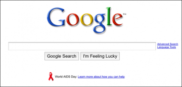 Google 首页为纪念世界艾滋病日挂上红丝带