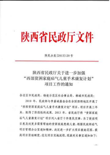 铜川市民政局关于进一步加强“西部贫困家庭疝气儿童手术康复计划”项目工作的通知