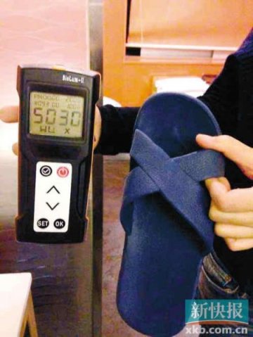 岭南佳园酒店拖鞋含真菌 汉庭门把手细菌超标
