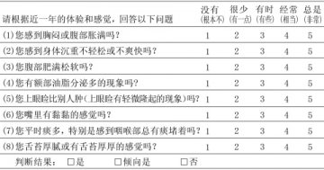 中医体质分类与判定表：痰湿质（E型）