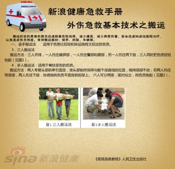 一徒手搬运法：三人多人搬运