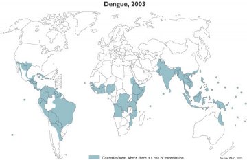 登革热疫情分布图（Dengue，2003）