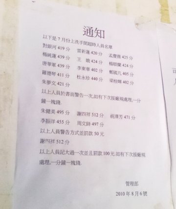 工厂限定员工上厕所时间 每人每月400分钟