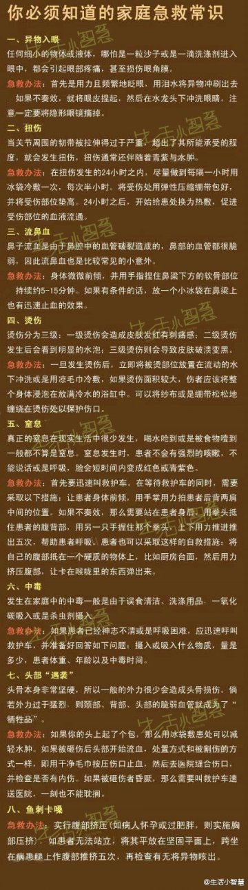 信息图：你必须知道的家庭急救常识