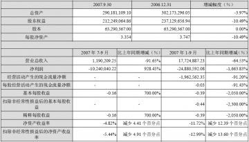 广东威尔医学科技2007年第三季度季度报告（节录）