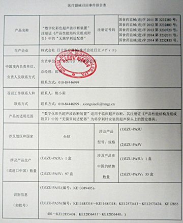 株式会社 日立医疗器械对“数字化彩色超声波诊断装置”中的“无菌穿刺适配器”主动召回
