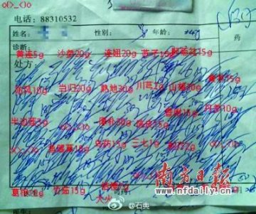 药方字迹潦草异常流传网络 网友直呼为