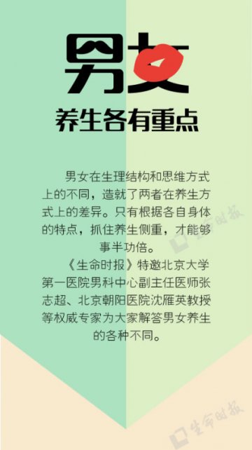 男女养生各有重点