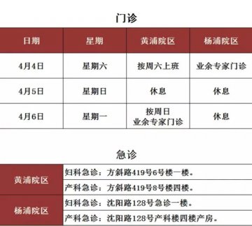红房子医院2015年清明截门急诊安排