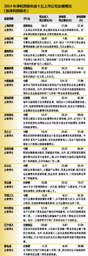 上市公司TOP15 净利润分析