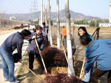 院校机关、阜外医院职工到药植所植树