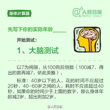 身体年龄计算器 别让身体比年龄先老