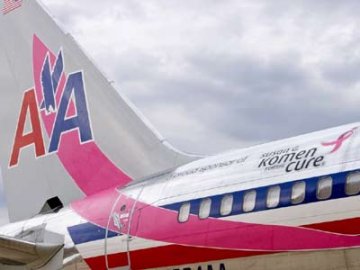 苏珊科曼乳癌基金会标识登上美国航空班机