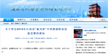 关于举办2014年江西省“振兴杯”中药炮制职业技能竞赛的通知