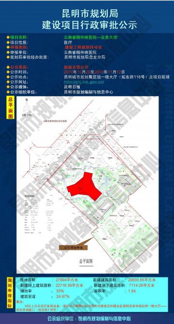 云南省精神病医院—业务大楼建设项目行政审批公示