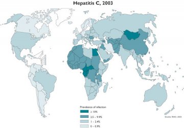 丙型肝炎疫情分布图（Hepatitis C，2003）