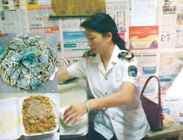 死蟹蟹黄被做成汤包 食用可致肾脏中毒