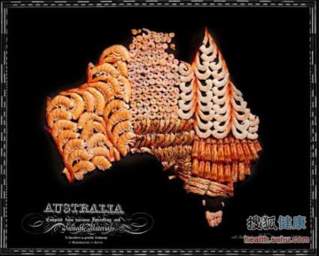 用特色食物拼成世界地图