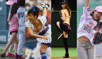16韩国棒球比赛上的女星蔡贞和新晋韩国小姐