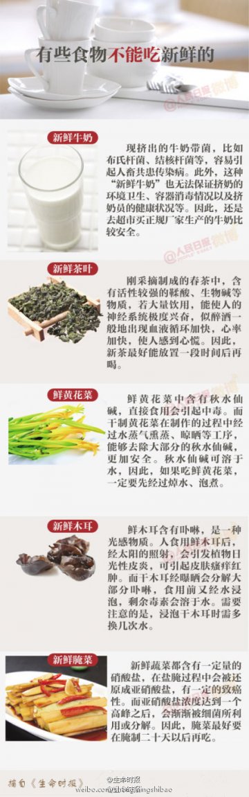 这些食物别吃新鲜的!