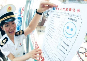 张贴“笑脸”引导消费--北京市海淀区推行餐饮业卫生公示