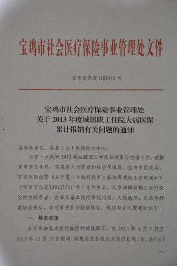 关于2013年度城镇职工住院大病医保累计报销有关问题的通知