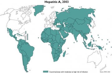 甲型肝炎疫情分布图（Hepatitis A，2003）