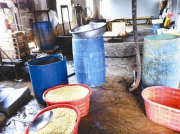 黑作坊用洗脸水泡黄豆 成本6000元利润超40%