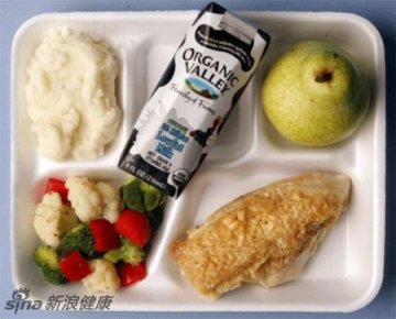 美国的学生午餐油炸快餐占了一部分比例