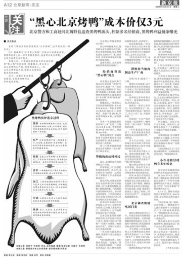 五人加工“黑心烤鸭”被公诉 菌群严重超标