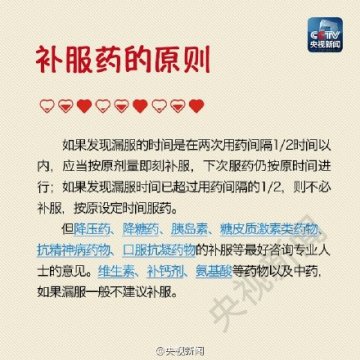注意！漏服药物别随意补服
