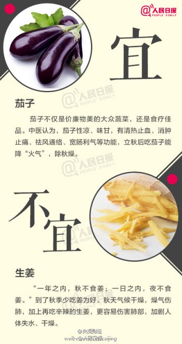 生姜PK茄子 秋季饮食注意9宜9不宜